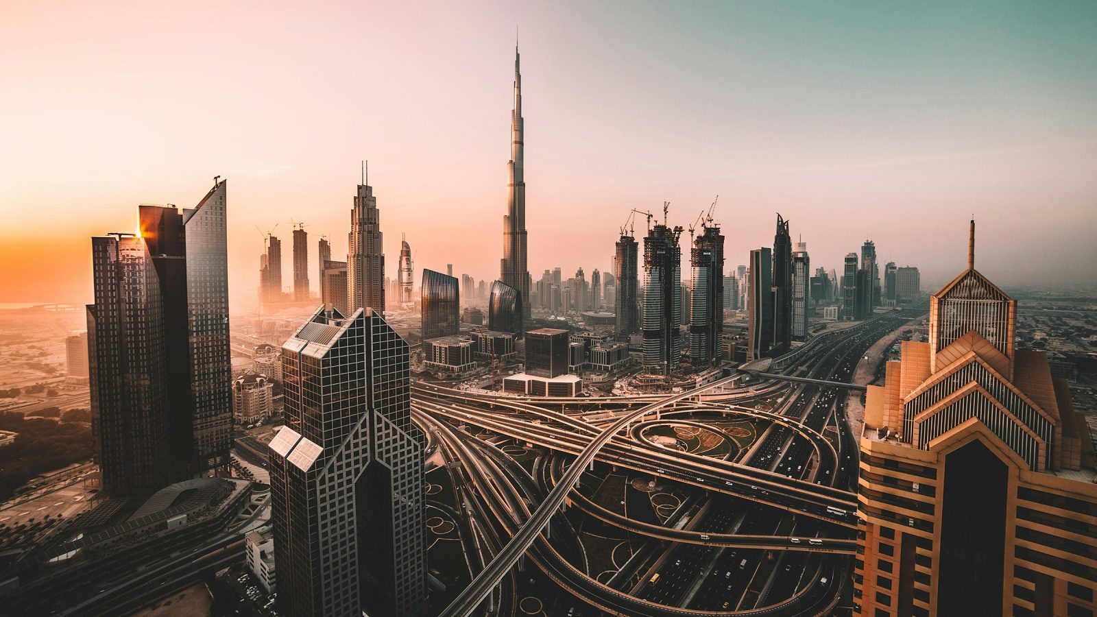 Dubai skyline at sunrise